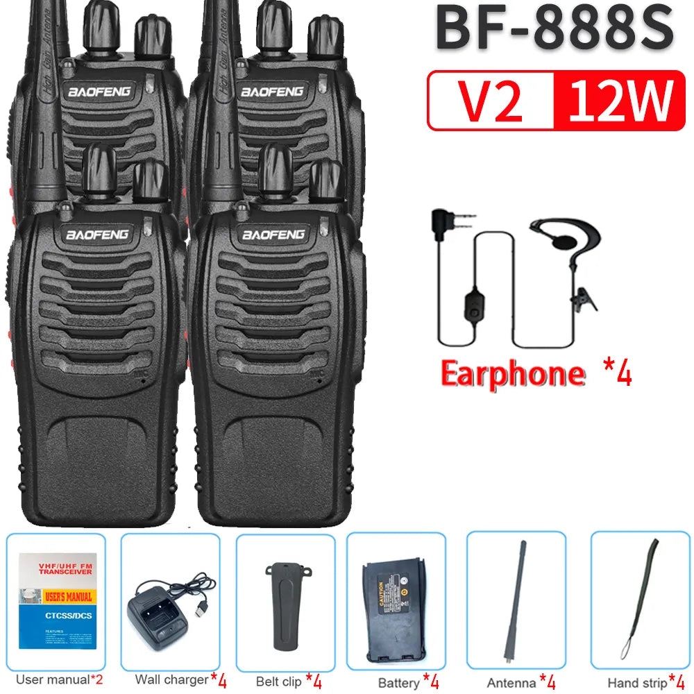 2023 Original 5/12W 2/4PCS Baofeng BF-888S Walkie Talkie UHF 400-470MHz BF 888S Cheap Two Way ham Radios Transceiver USB Plug-WAYBIKER