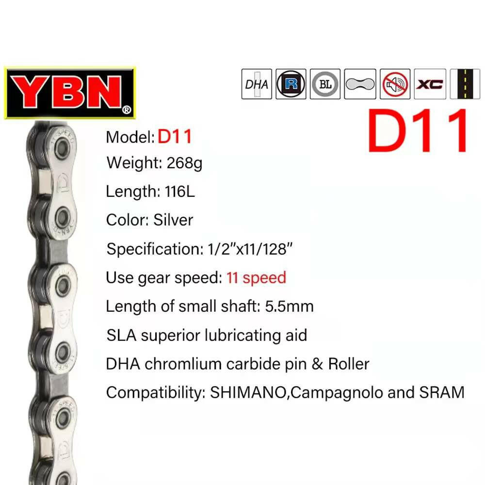 YBN Bike Chain 8S 9S 10S 11S 12S Bicycle Chain 8/9/10/11/12 Speed Road MTB Crankset 8 9 10 11 12s Derailleur 116L