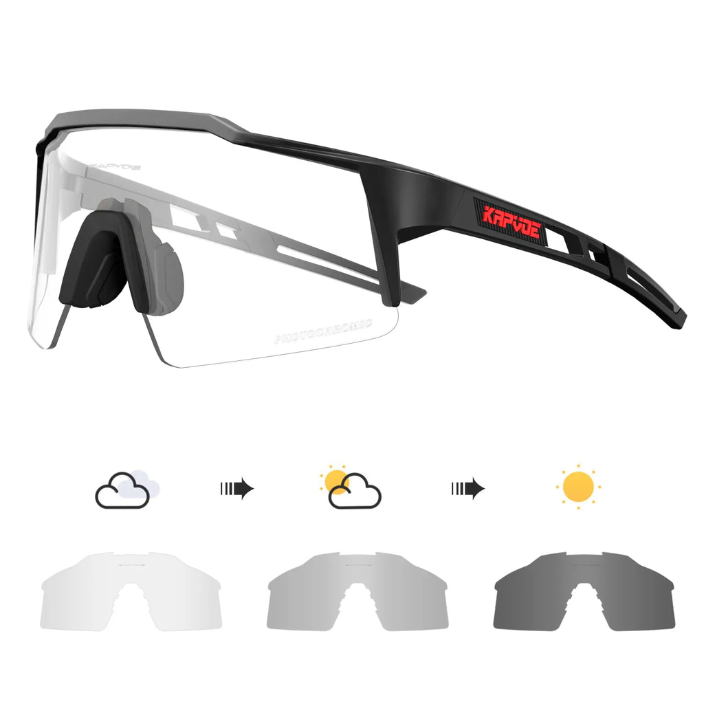 Kapvoe Photochromic Cycling Sunglasses for Men Women Bike Glasses Riding Driving UV400 Mountain Bicycle Goggles Eyewear Sports-WAYBIKER