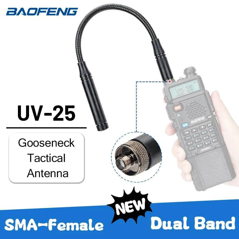 Baofeng UV-25 Gooseneck Tactical Antenna SMA-Female Dual Band VHF UHF Goose Tube Walkie Talkie UV-5R BF-25L Ham Two Way Radio-WAYBIKER