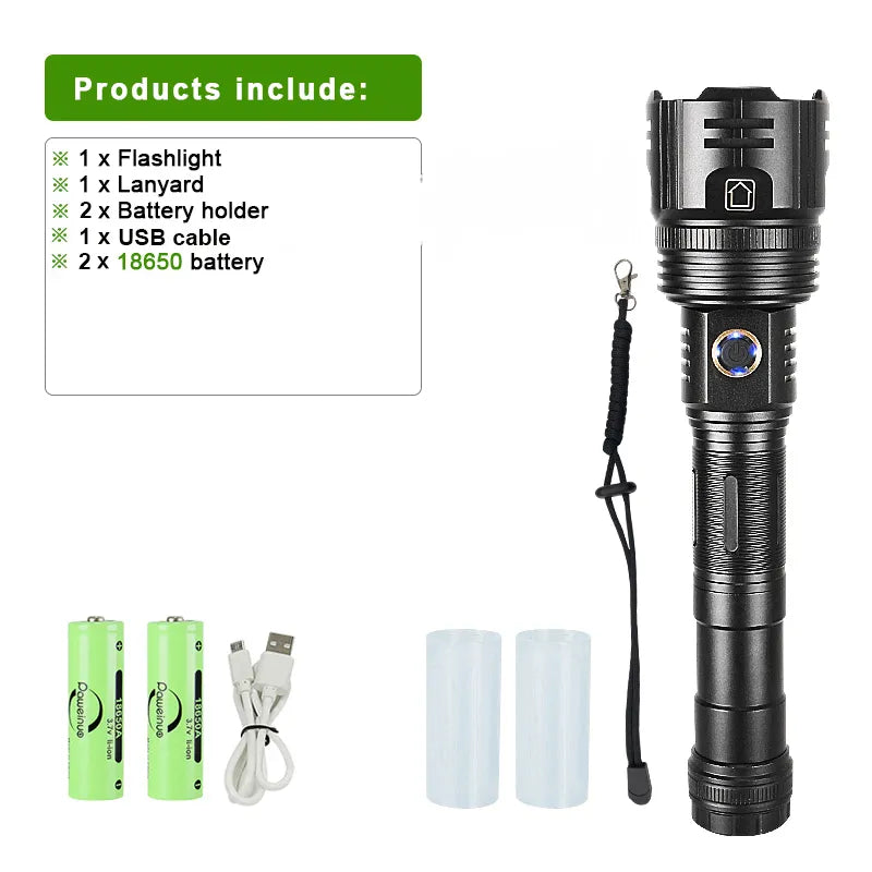 White Laser Powerful Flashlight USB Rechargeable Flash Light 18650 High Power Led Flashlights Tactical Lantern Long Shot Torch-WAYBIKER