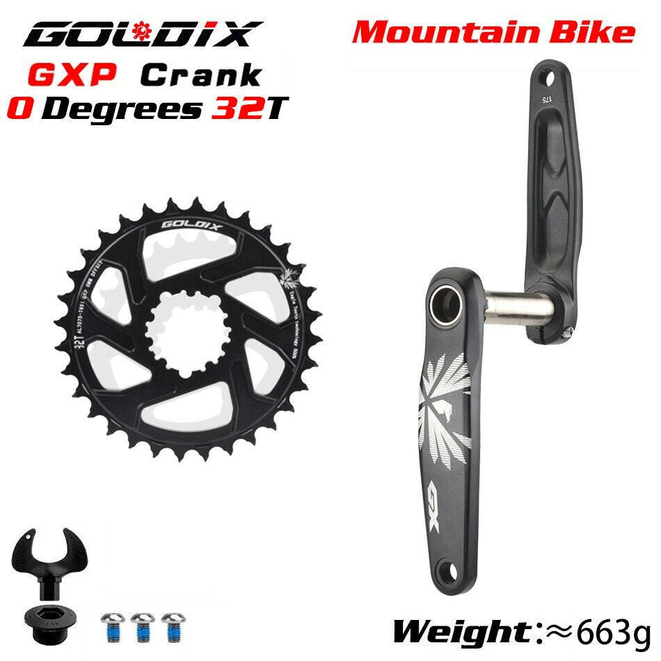 GX Bicycle Crankset GXP MTB Bike Crank Chainring Bike 170mm 175mm Black 0 Degree 30T 32T 34T 36T 38T Aluminum Alloy with Bottom-WAYBIKER