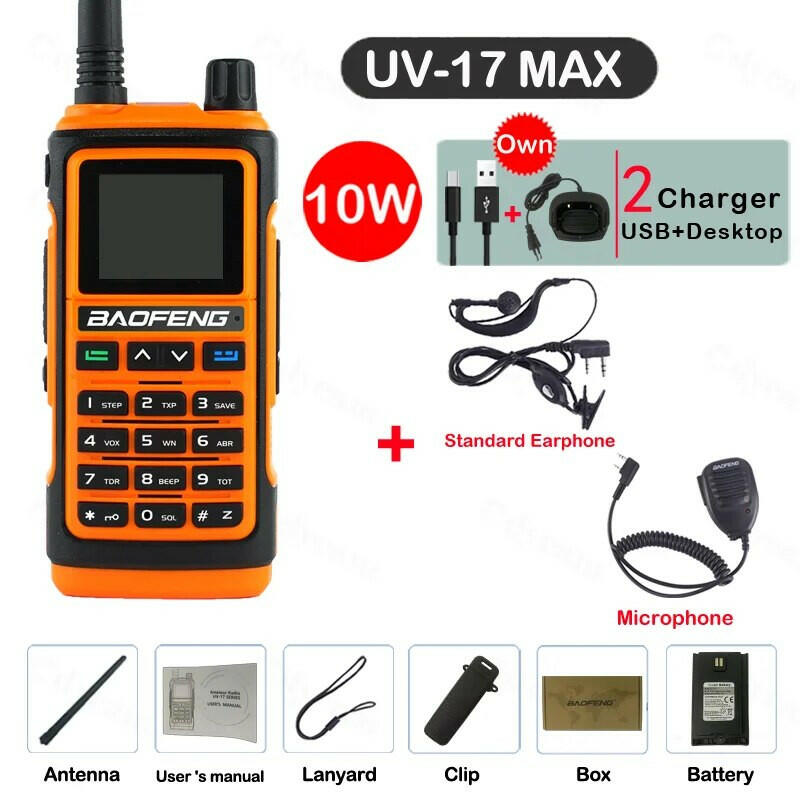 Baofeng UV-17 MAX High Power Walkie Talkie Type-C Charger VHF UHF With Partition Function FM Radio Waterproof Two-Way Radio-WAYBIKER