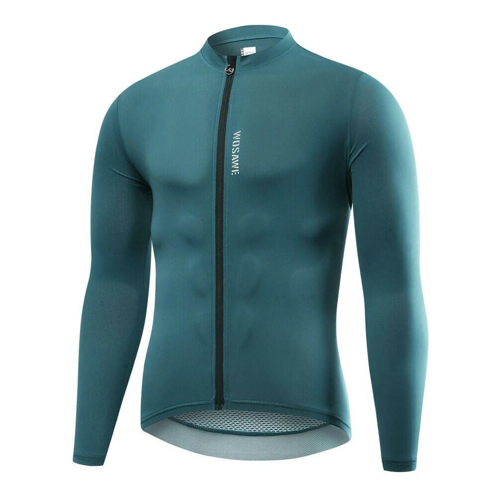 WOSAWE Reflective Jersey Spring Autumn Men's Cycling Jersey Long Sleeve Mtb Road Bike Shirt Breathable Seamless 3 Back Pockets-WAYBIKER