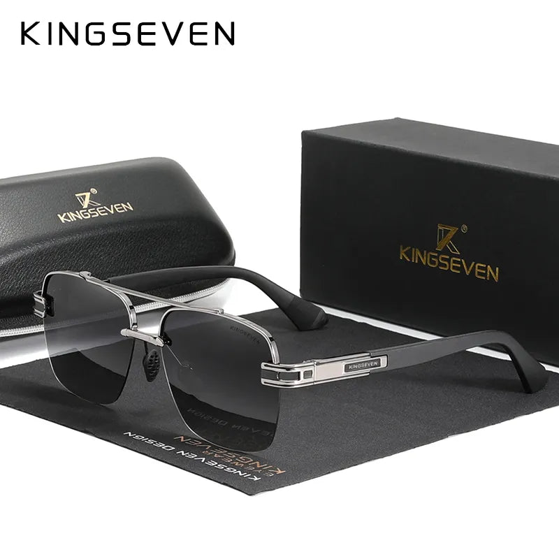 KINGSEVEN 2023 New Design Sunglasses For Men Polarized Gradient Sun glasses Women Men Semi-Rimless Square Retro Eyewear-WAYBIKER