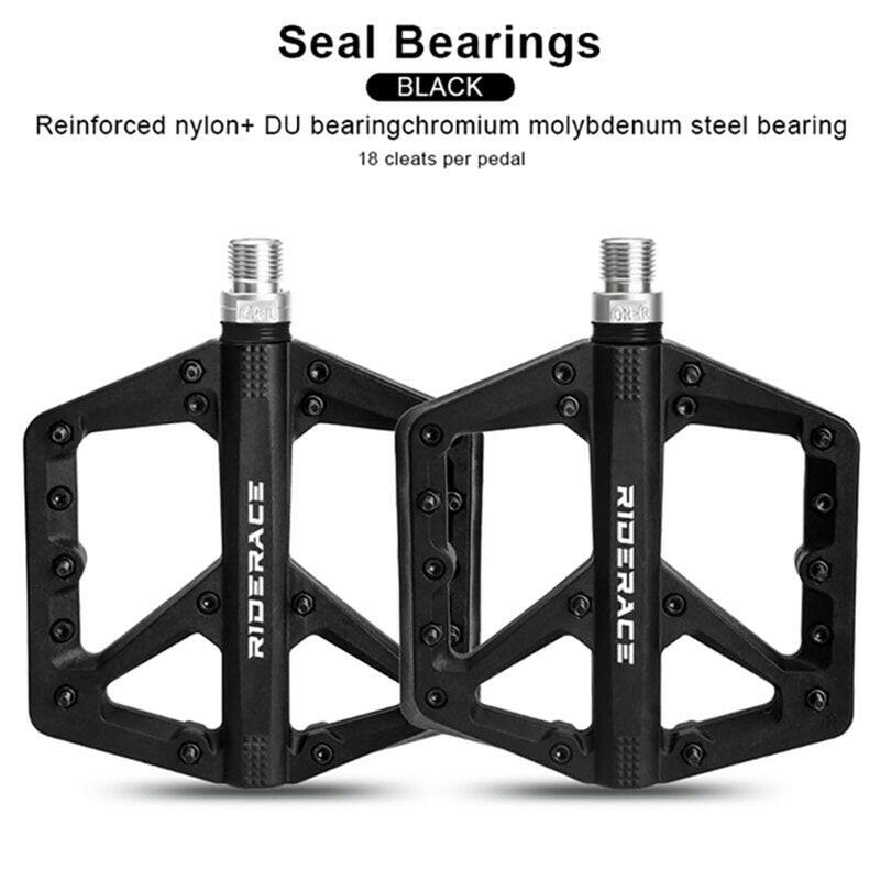 RIDERACE Bicycle Pedals Nylon Seal Bearings Ultralight Road BMX MTB Mountain Bike Pedal Flat Platform Anti Slip Cycling Parts-WAYBIKER