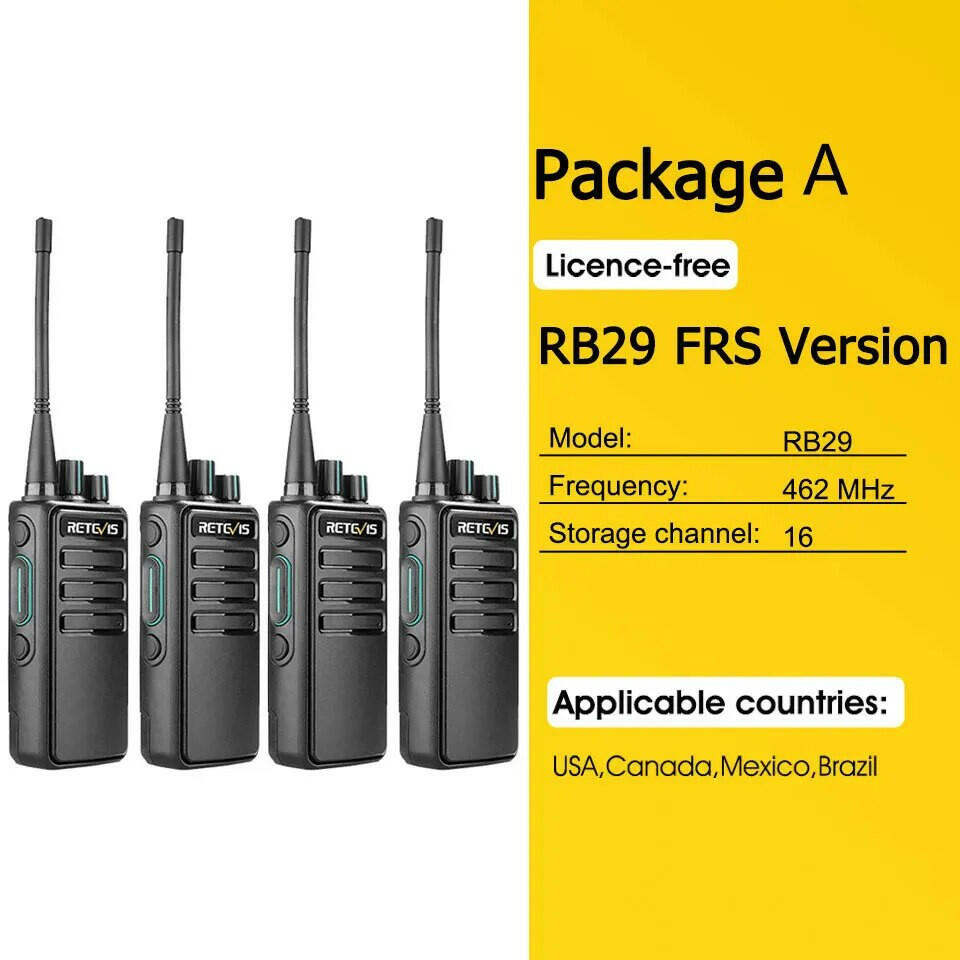 4 Pieces Walkie Talkie Retevis Walkie-talkies PMR 446 RB629 RB29 Long Range Legal Two-way Radio ht for Hotel Factory Restaurant-WAYBIKER