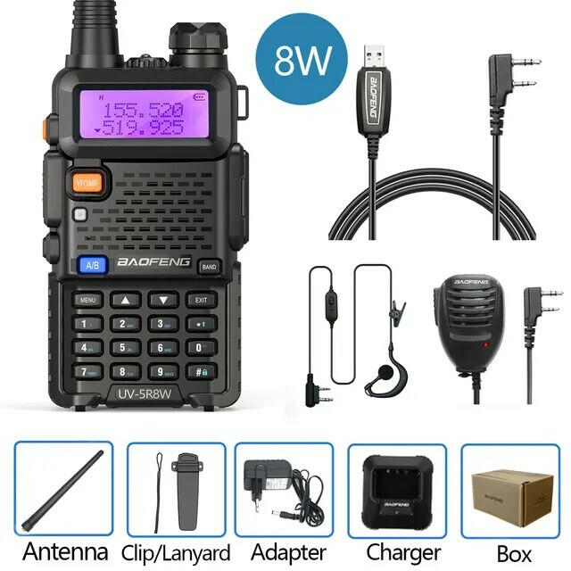 Baofeng UV-5R 8W True High Power 8/5W Powerful Walkie Talkie Long Range 16km Dual Band Two Way Radio CB Portable UV5R Hunting-WAYBIKER