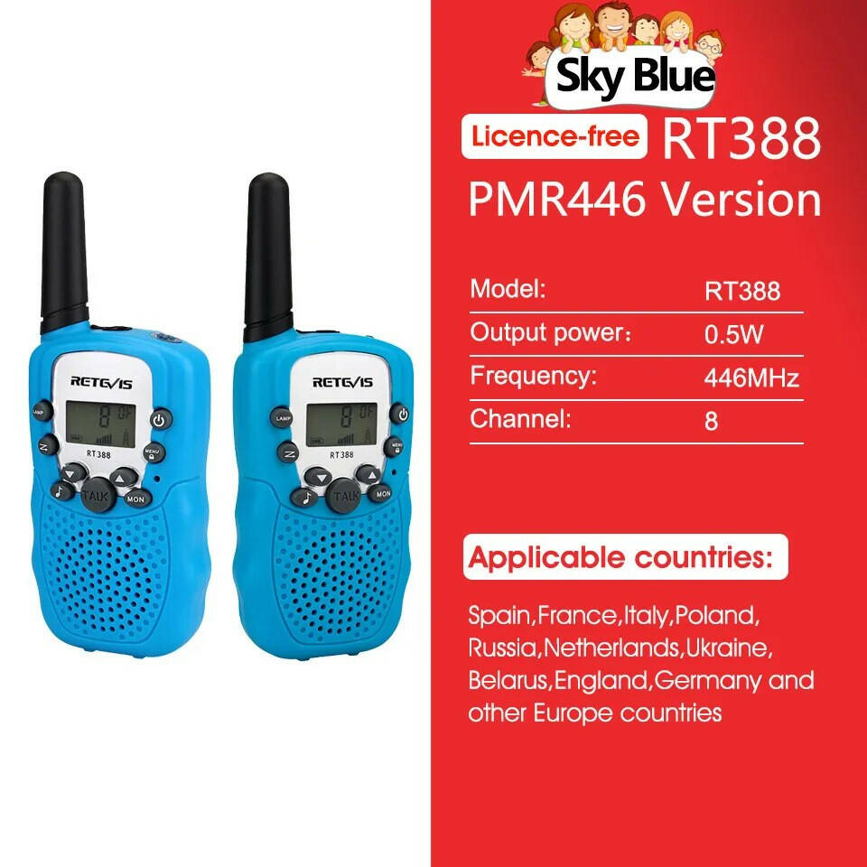 RETEVIS RT388 Walkie Talkie Children 2 Pcs Children's Radio Receiver Walkie-Talkie Kids Birthday Gift Child Toys for Boys Girls-WAYBIKER