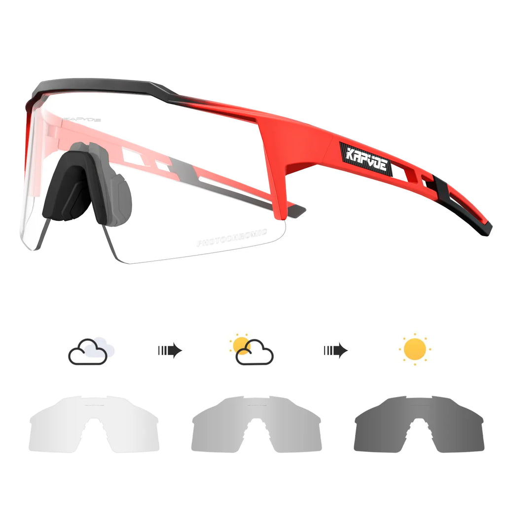 Kapvoe Photochromic Cycling Sunglasses for Men Women Bike Glasses Riding Driving UV400 Mountain Bicycle Goggles Eyewear Sports-WAYBIKER