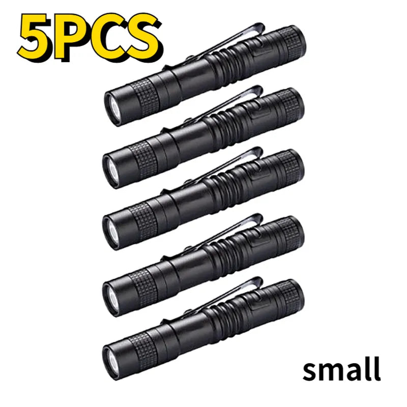 Mini Portable LED Flashlight  AAA Dry Battery Super Bright Waterproof With Pen Clip Light Emergency,  Outdoor Camping-WAYBIKER