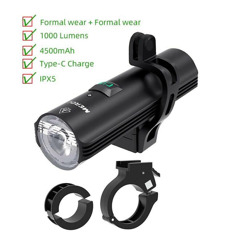 MEROCA Bicycle Front Light Type C Rechargeable 4500mAh Ipx5 Rainproof Led Flashlight 1000LM Mountain Bike Lamp-WAYBIKER