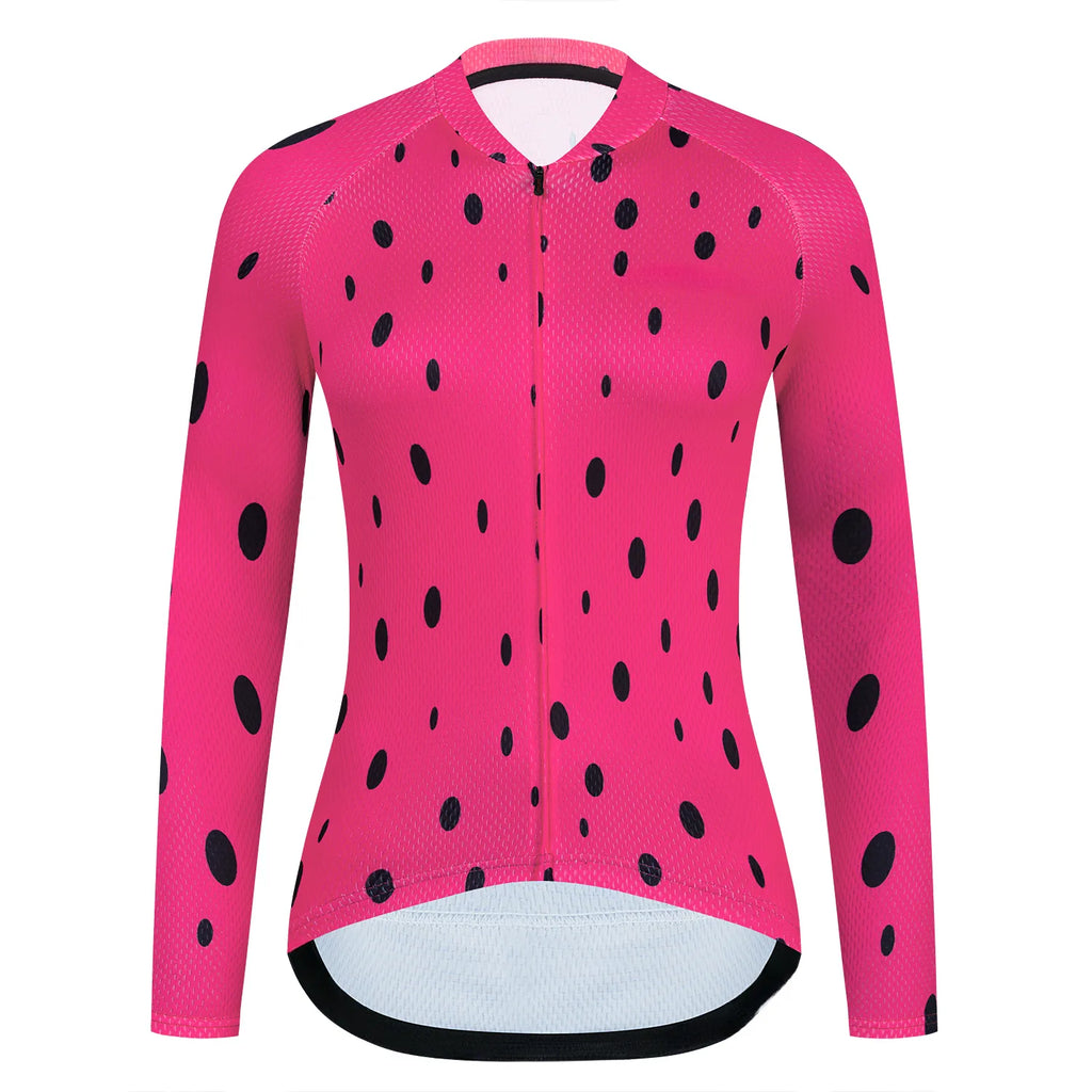 Cycling Jersey Women Bike Shirts Top Breathable Quick Dry Pink Summer Long Sleeve Sport Cycle Bicycle Clothing-WAYBIKER