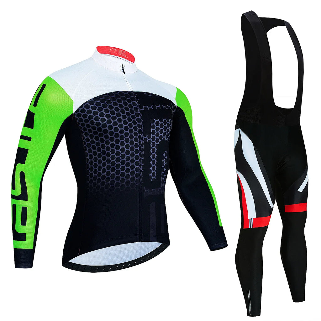 2024 Long Sleeve Cycling Jersey Set New Quick Step Mtb Bicycle Clothing Bicycle Maillot Ropa Ciclismo Mans Bike Clothes Cycling-WAYBIKER