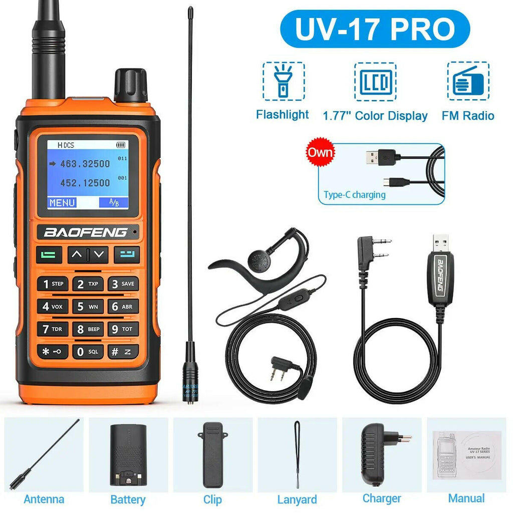 BaoFeng UV-17 Pro V2 Walkie Talkie Wireless Copy Frequency 16 KM Long Range Waterproof Poweful Two Way Radio UV-5R S22 Ham Radio-WAYBIKER