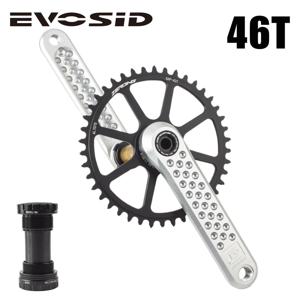 EVOSID Bicycle Crank Ultralight Road Bike Crankset 170mm HollowTech Crank Narrow Wide GXP Chainring With Bracket for Gravel-WAYBIKER