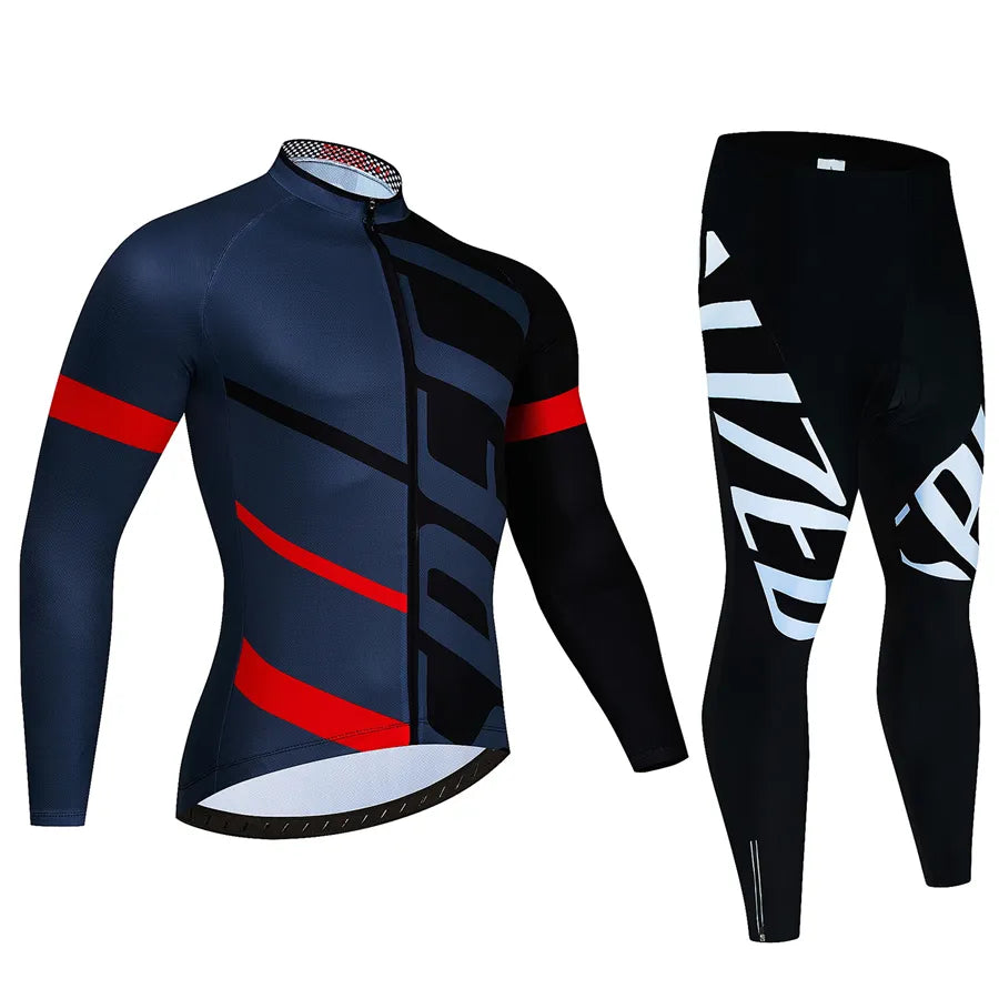 Cycling Team Men's Cycling Jersey Long Sleeve Set MTB Bike Clothing Tenue Velo Homme Bicycle Wear Trouser Cycle Uniform Kit-WAYBIKER