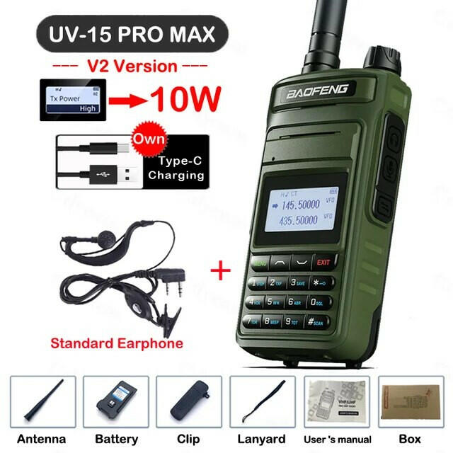 BAOFENG UV-15 Pro Max Walkie Talkie 10W High Power Profesional Handheld Transceiver Dual Band 2Way Hunting Radio Upgrade UV5R 82-WAYBIKER