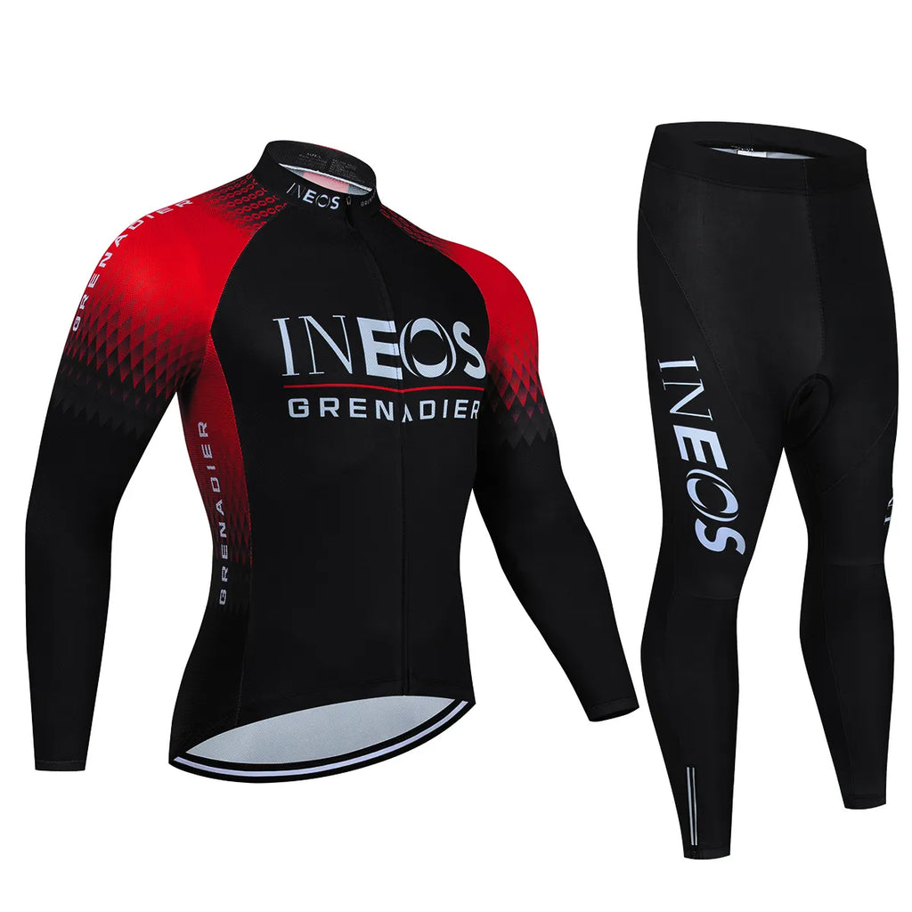 INEOS Autumn Long Set Sports Sets for Men Road Bike Jersey Bib Short Cycling Men's Uniform Man Clothes Bicycles Pro Suit Mens-WAYBIKER