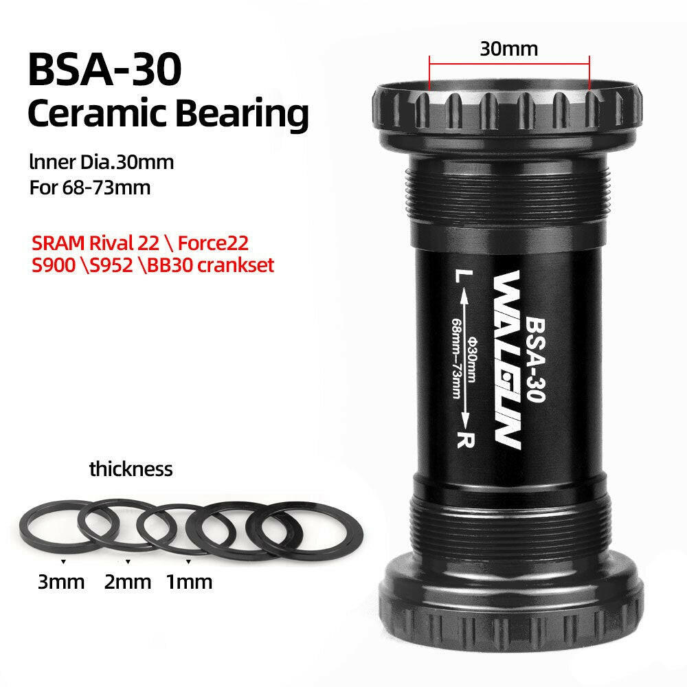 Walgun Bicycle Bottom Bracket BSA Thread Kit Road MTB Bike Frame 68/73 for Axis 24/22 and 29/30mm for Shimano SRAM GXP Crankset