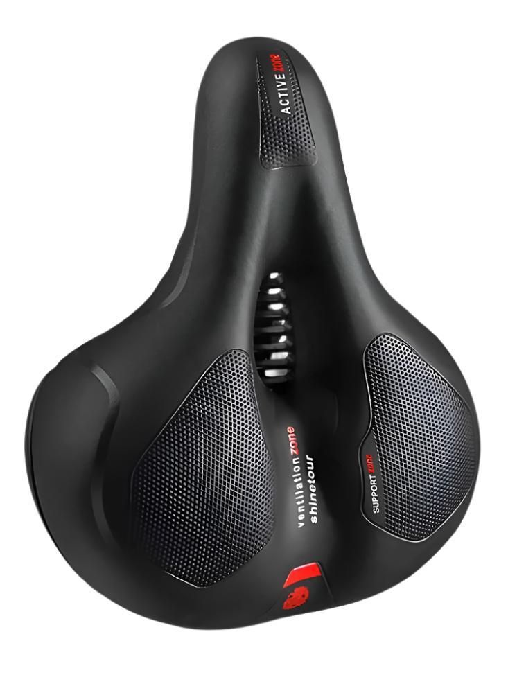 Hollow Breathable Bicycle Saddle Men Women MTB Road Bike Saddle Shock Absorbing Comfortable Big Butt Bike Seat Safety Warning-WAYBIKER