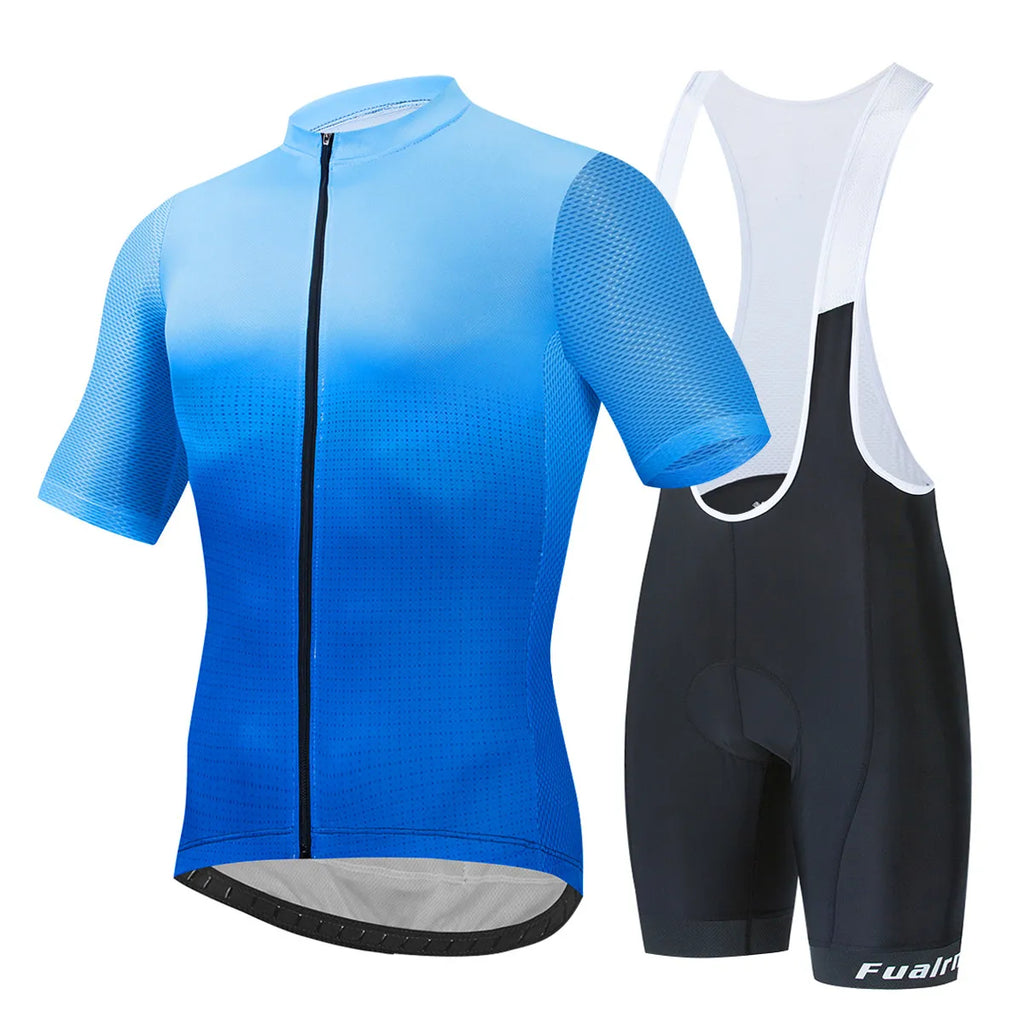 FUALRNY Cycling Jersey Set Men Summer Outdoor Sport Cycling Clothing Quick Dry Bike Clothes Breathable MTB Bicycle Cycling Suit-WAYBIKER