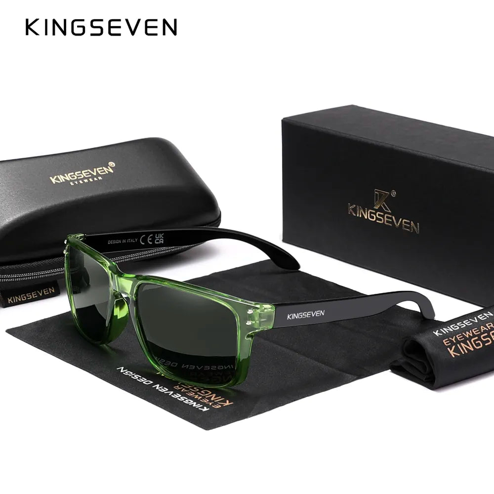 KINGSEVEN Brand Square Retro TR90 Polarized Sunglasses Women Men Carbon Fiber Pattern Design Outdoor Sports Eyewear