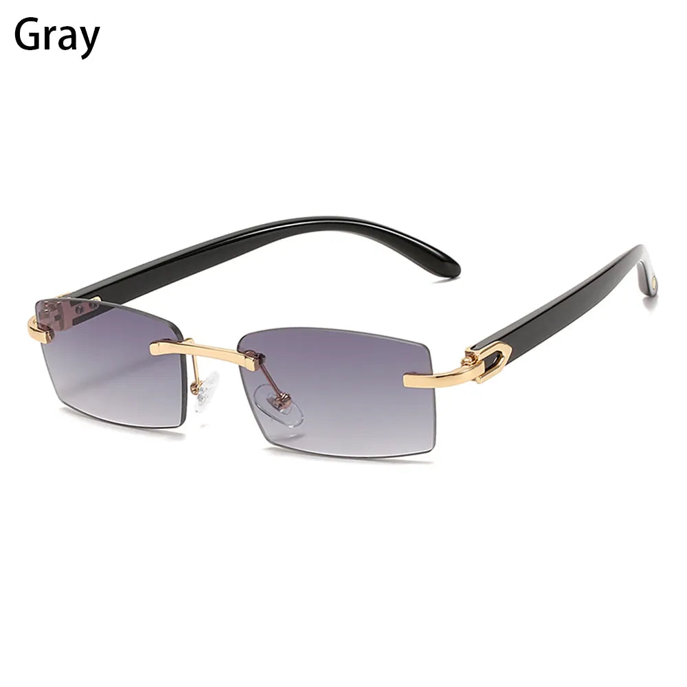 Trendy Punk Rimless Rectangle Sunglasses Men Women Fashion Shades UV400 Driving Sun Glasses Frameless Gradient Eyewear-WAYBIKER