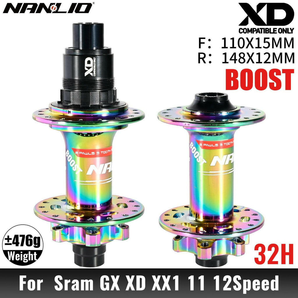 NanLio XM820 Boost Bicycle Hub Front 110x15MM Rear 12x148MM THRU TA 28H 32 Holes HG XD MS 8s 9s 10s 11s 12 Speed E-Bike Part-WAYBIKER