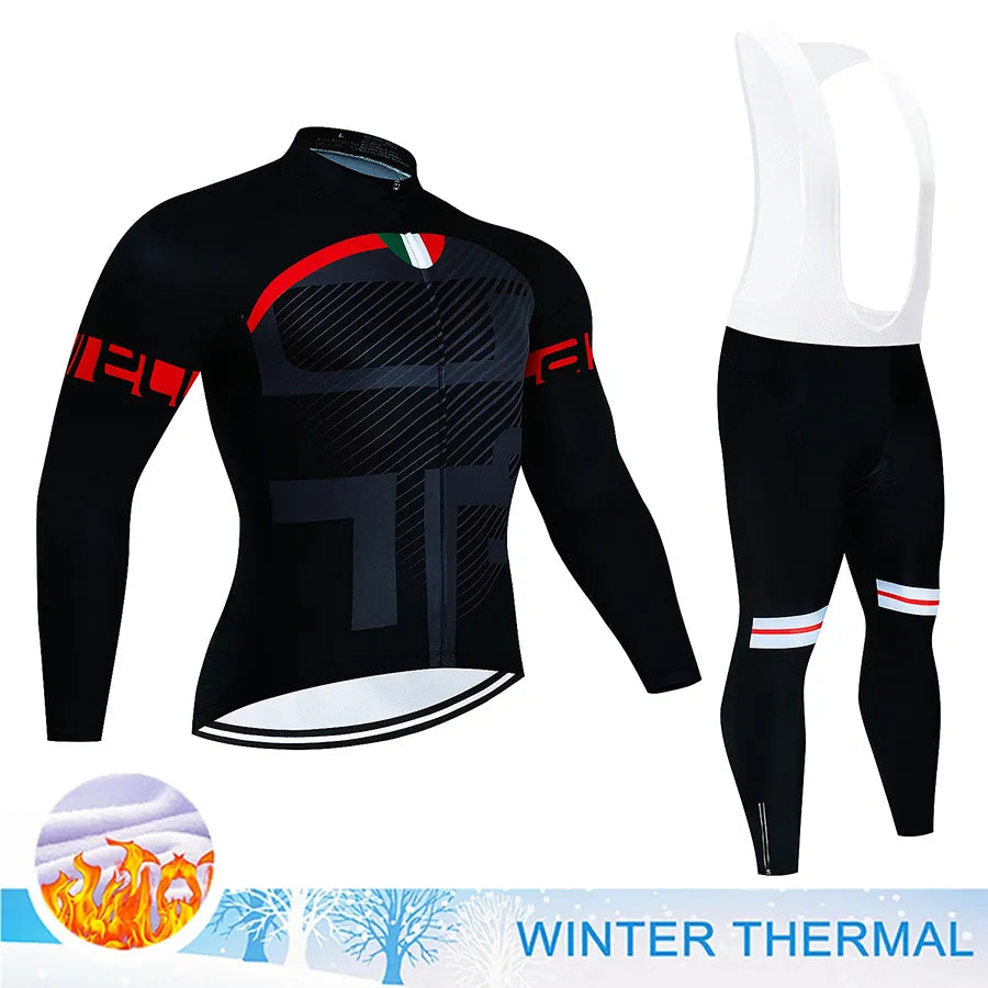 Winter Thermal Fleece Cycling Jersey Mtb Male Clothing Sports Set Complete 2023 Road Bike Men's Man Team Sportswear Bycicle Suit-WAYBIKER