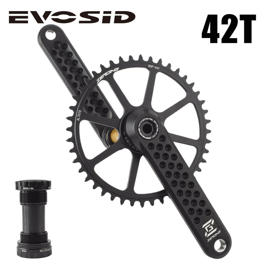 EVOSID Bicycle Crank Ultralight Road Bike Crankset 170mm HollowTech Crank Narrow Wide GXP Chainring With Bracket for Gravel-WAYBIKER