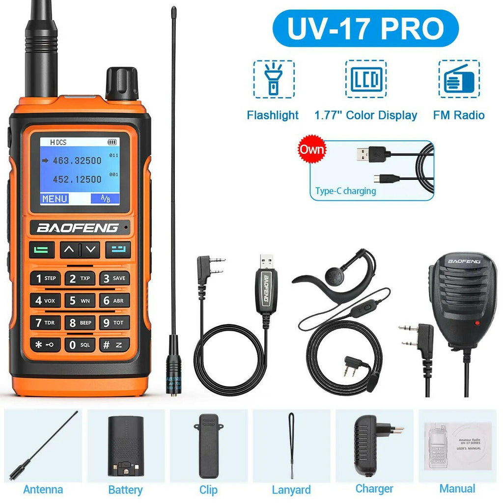 BaoFeng UV-17 Pro V2 Walkie Talkie Wireless Copy Frequency 16 KM Long Range Waterproof Poweful Two Way Radio UV-5R S22 Ham Radio-WAYBIKER