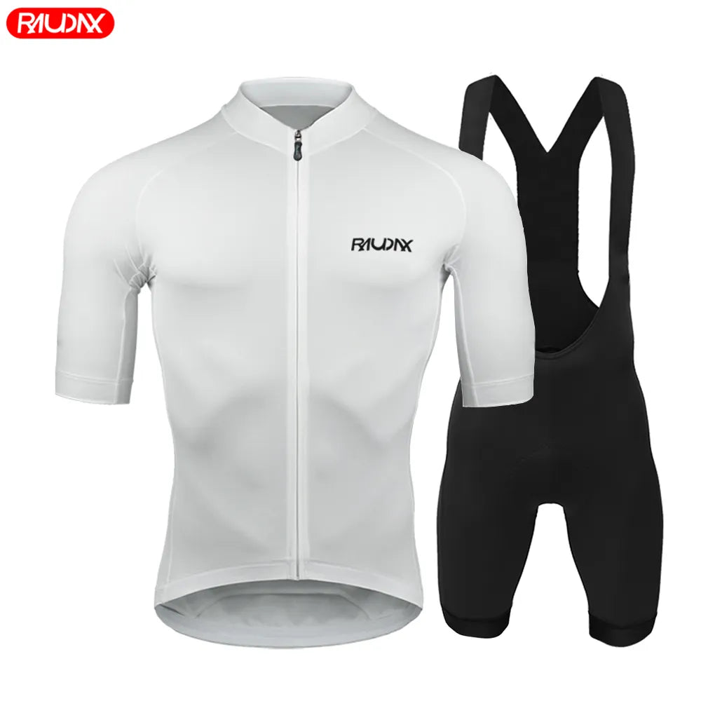 Raudax Team 2023 Men Summer Short Sleeve Cycling Jersey Set MTB Maillot Ropa Ciclismo Bicycle Wear Breathable Cycling Clothing-WAYBIKER