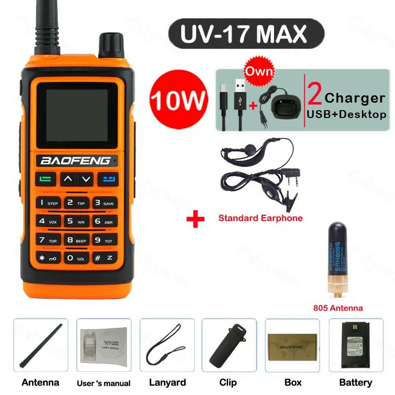 Baofeng UV-17 MAX High Power Walkie Talkie Type-C Charger VHF UHF With Partition Function FM Radio Waterproof Two-Way Radio-WAYBIKER