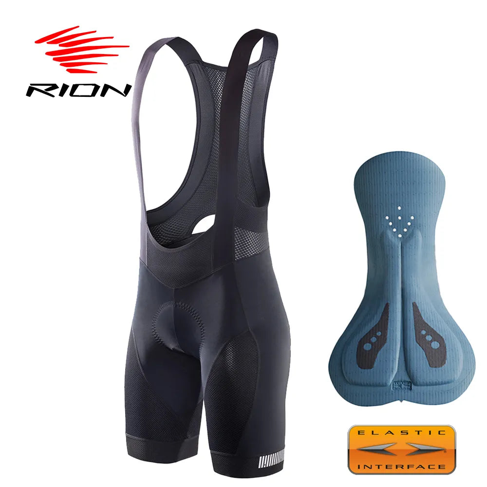 RION Cycling Shorts Men MTB Road Bike Bib Shorts Elastic Interface Cushion Long Distance Padded Tights Motorcycle Bibs-WAYBIKER