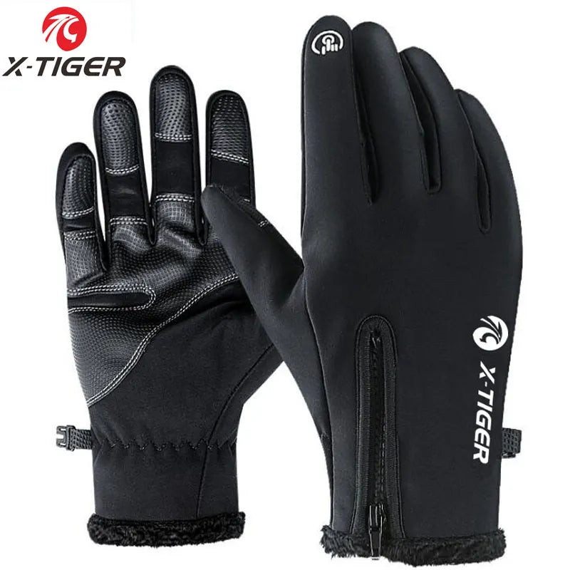 X-Tiger Winter Cycling Bicycle Gloves Windproof Thermal Warm Fleece Gloves Men Women Motorcycle Snow Skiing Sport Bike Gloves-WAYBIKER