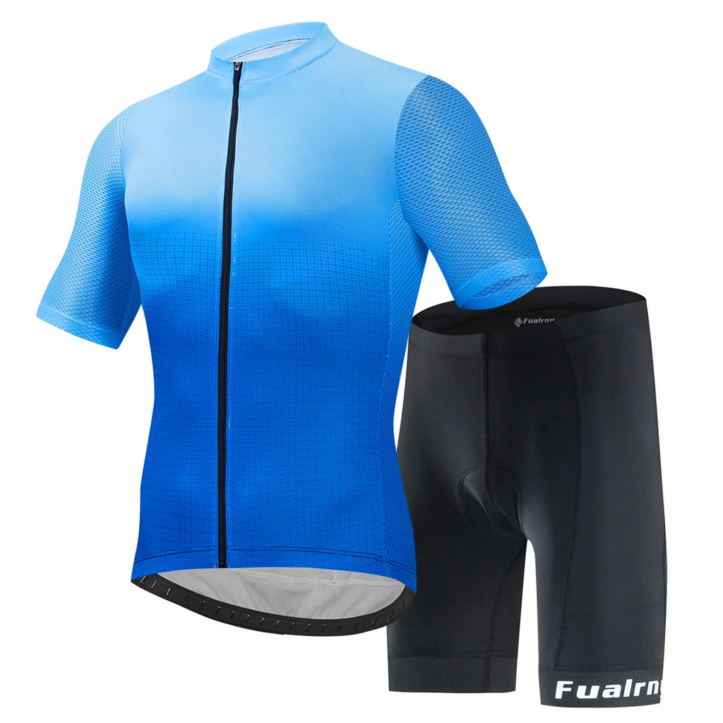 FUALRNY Cycling Jersey Set Men Summer Outdoor Sport Cycling Clothing Quick Dry Bike Clothes Breathable MTB Bicycle Cycling Suit-WAYBIKER