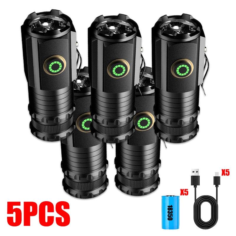 P35 2000LM Powerful LED Flashlight Mini EDC High Power Tactical Torch 5 Modes USB Rechargeable Camping Lantern Use 18350 Battery