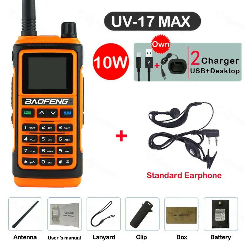 Baofeng UV-17 MAX High Power Walkie Talkie Type-C Charger VHF UHF With Partition Function FM Radio Waterproof Two-Way Radio-WAYBIKER