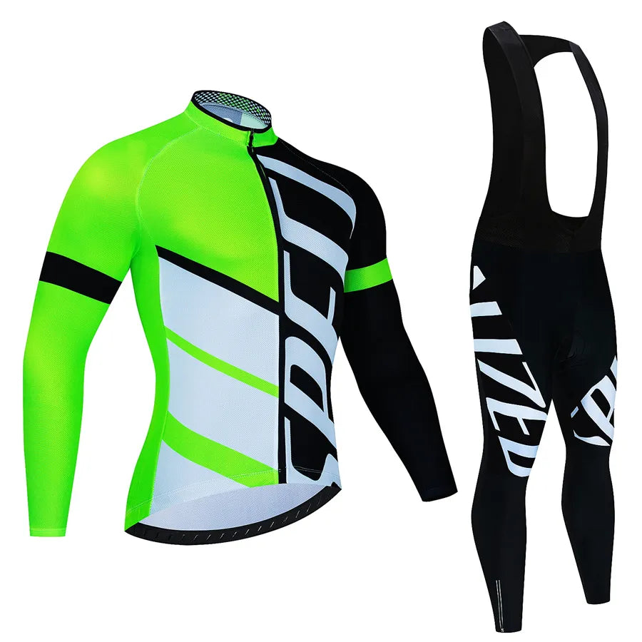 Team Thin Long Sleeve Cycling Jersey Set Ropa Ciclismo Men Bicycle Clothing Suit Jerseys Road Bike Uniform-WAYBIKER