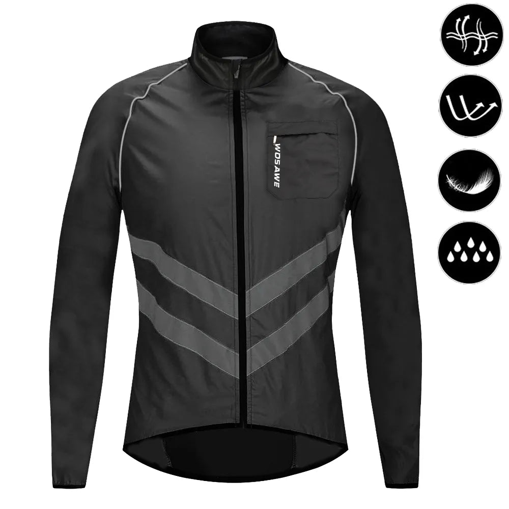 WOSAWE Reflective Cycling Windbreaker Men MTB Bike Jacket Moto Coat Windproof Camping Fishing Cycling Clothes Multi-use Jersey-WAYBIKER