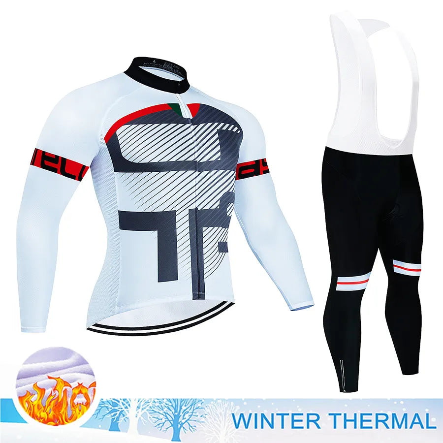 Winter Thermal Fleece Cycling Jersey Mtb Male Clothing Sports Set Complete 2023 Road Bike Men's Man Team Sportswear Bycicle Suit-WAYBIKER