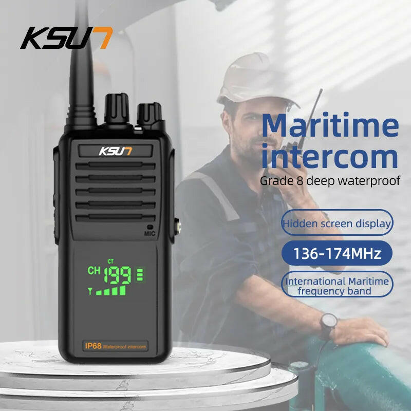 VHF Marine Walkie Talkie Waterproof Profesional Long Range Amateur Radio Station IP68 For Fishing Kayak Two-Way Radio KSUT P85-WAYBIKER