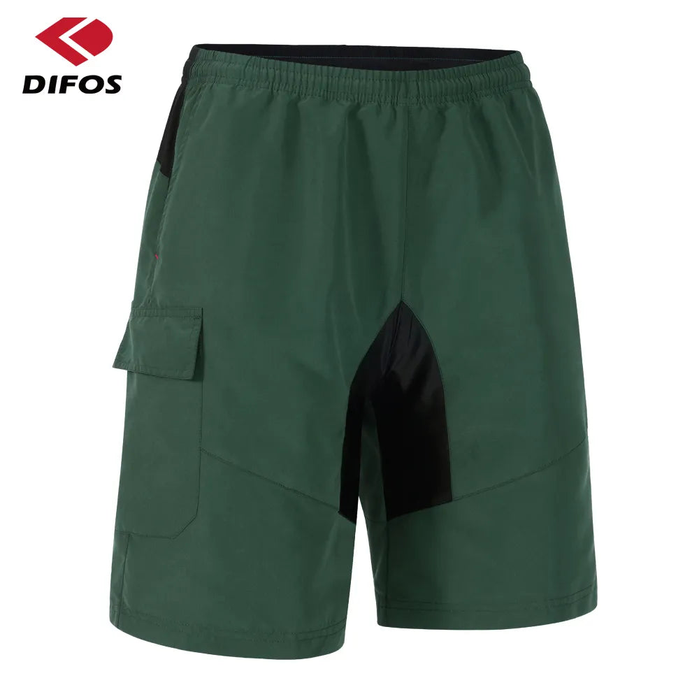 DIFOS Men's Cycling Shorts with 3D Padded Underwear Summer Shockproof MTB Bicycle Downhill Shorts Leisure Loose Fit Road Pants-WAYBIKER