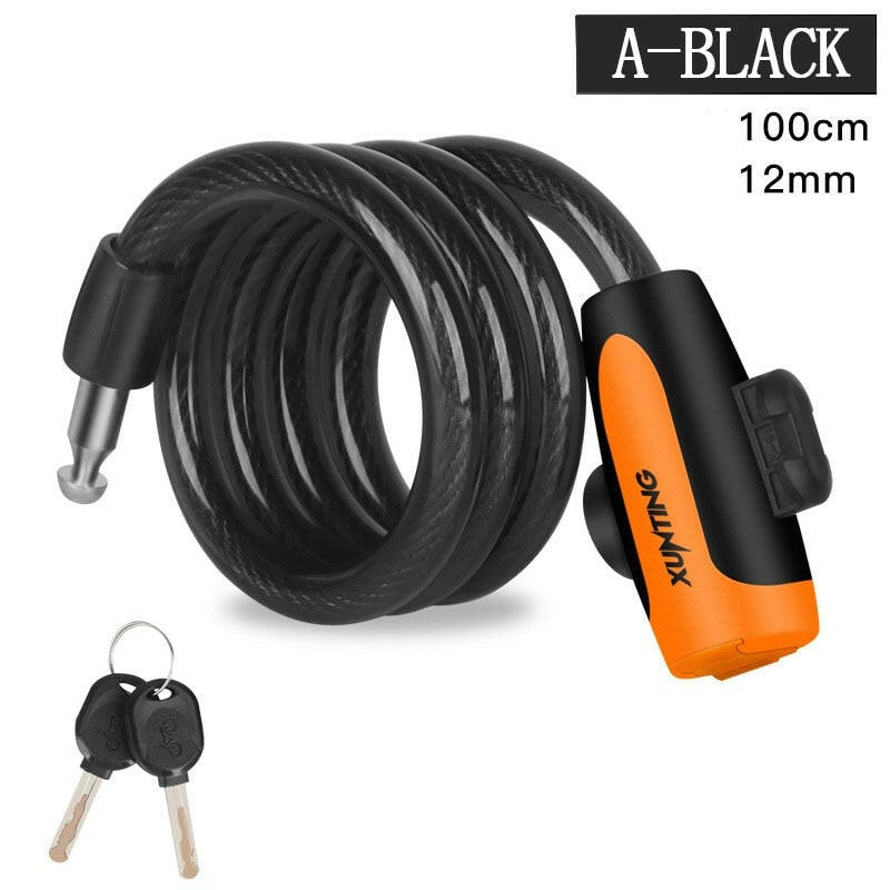 Mountain Bike Cable Lock Key Electric Password Fixed Secure Anti Theft with Mounting Bracket Scooter Bicycle Lock