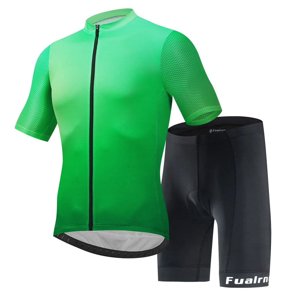 FUALRNY Cycling Jersey Set Men Summer Outdoor Sport Cycling Clothing Quick Dry Bike Clothes Breathable MTB Bicycle Cycling Suit-WAYBIKER