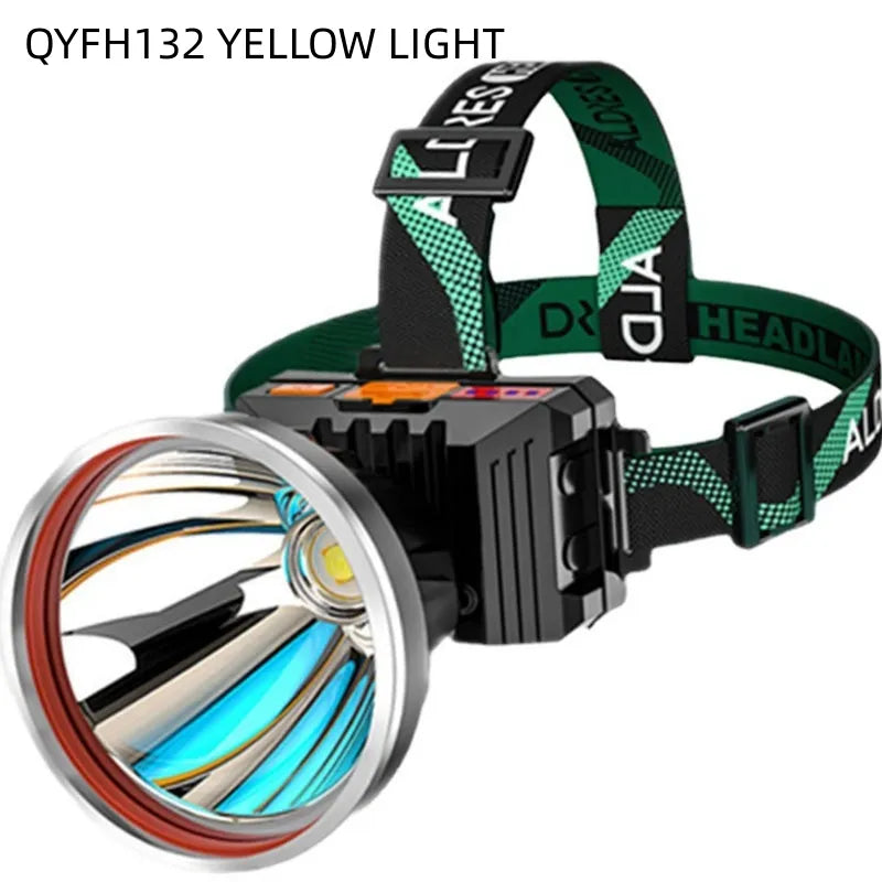 Headlamp strong charging headlamp super bright far outdoor flashlight small outdoor yellow light night fishing-WAYBIKER