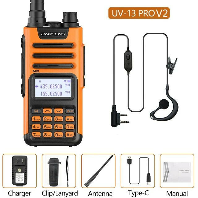 BaoFeng UV-13 PRO V2 Dual Band 999 Channels Walkie Talkie Type-C 16KM Long Range S22 UV-5R Transceiver Ham CB Two Way Radio-WAYBIKER