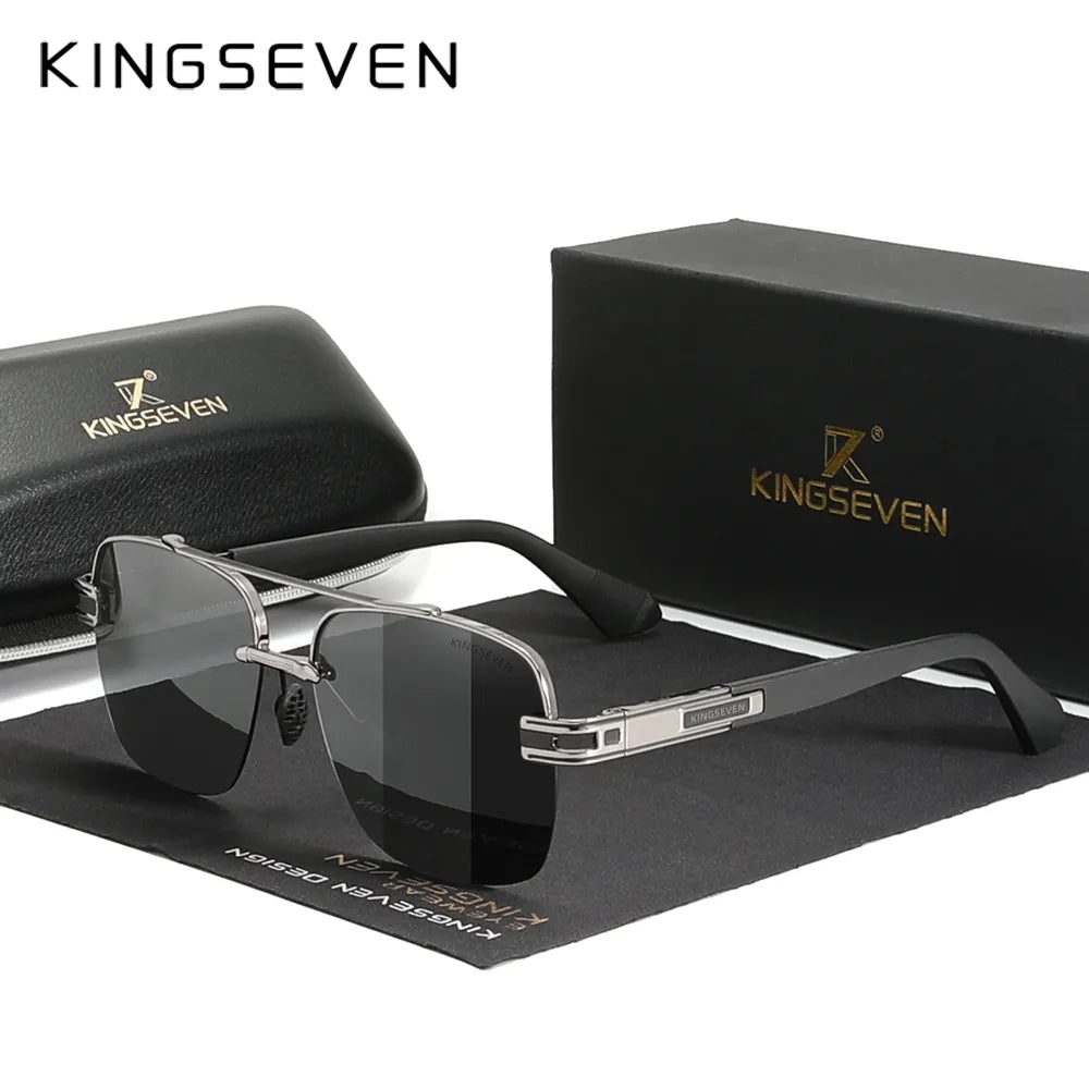 KINGSEVEN 2023 New Design Sunglasses For Men Polarized Gradient Sun glasses Women Men Semi-Rimless Square Retro Eyewear-WAYBIKER