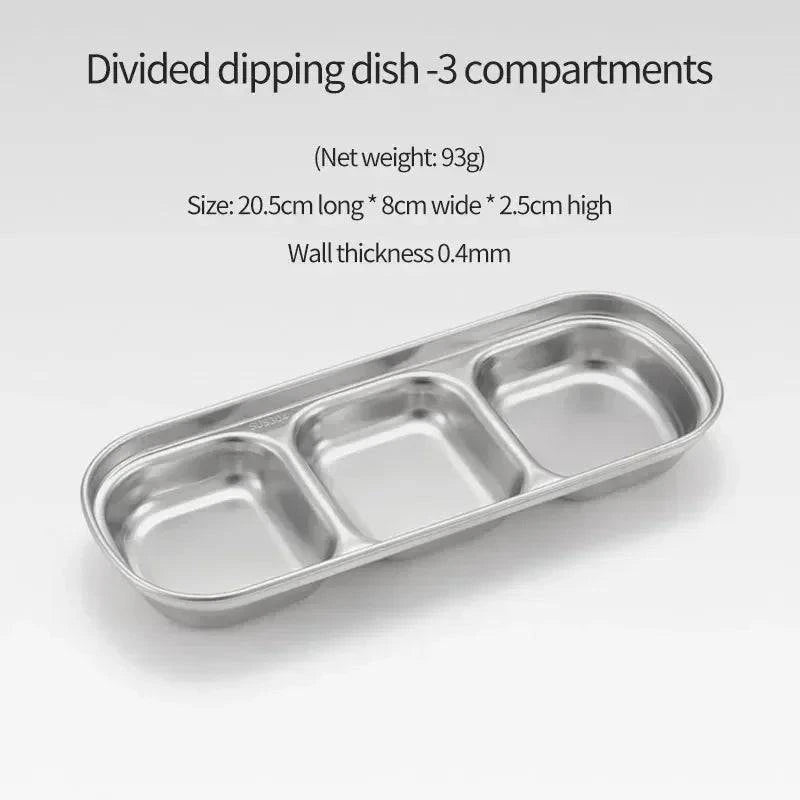 304 Stainless Steel Camping Seasoning Plate Tray Sauce Dish Spice Plates Pepper Roast Meat Sauce Dishes Bowl BBQ Tableware-WAYBIKER